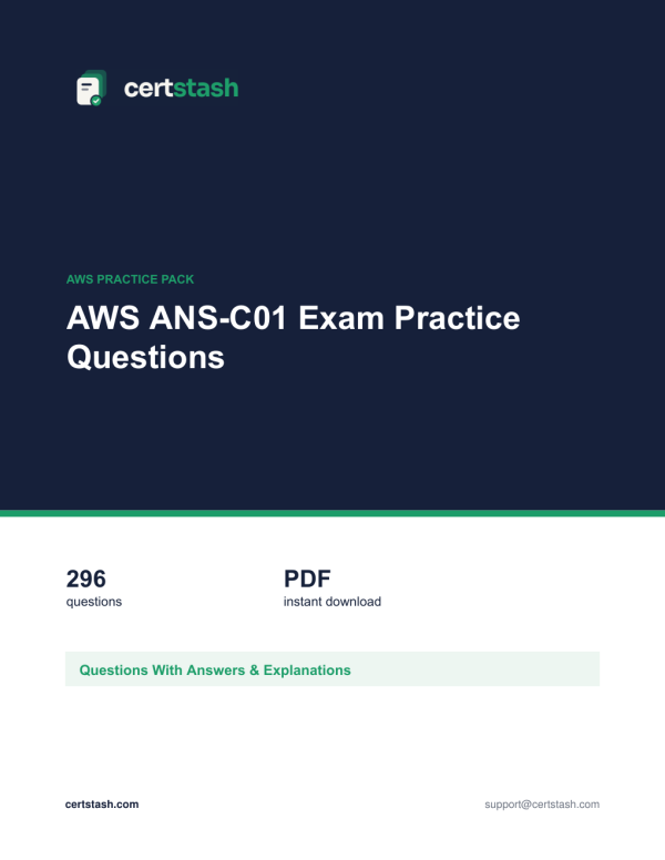 Cover of the AWS ANS-C01 Exam Practice Questions pack