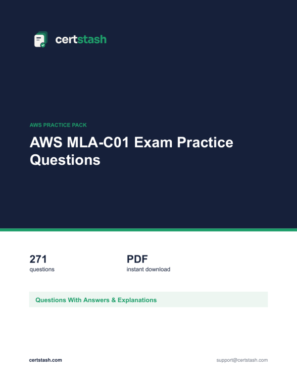 Cover of the AWS MLA-C01 Exam Practice Questions pack