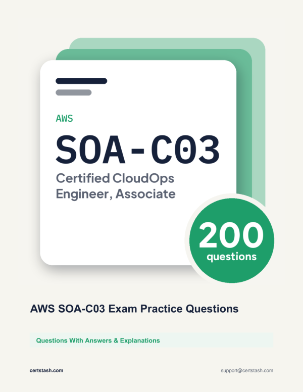 Cover of the AWS SOA-C03 Exam Practice Questions pack