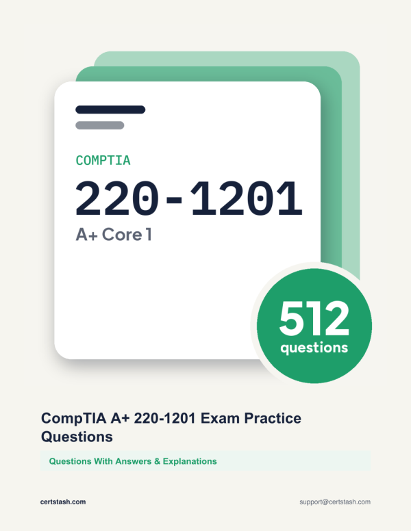 Cover of the CompTIA A+ 220-1201 Exam Practice Questions pack