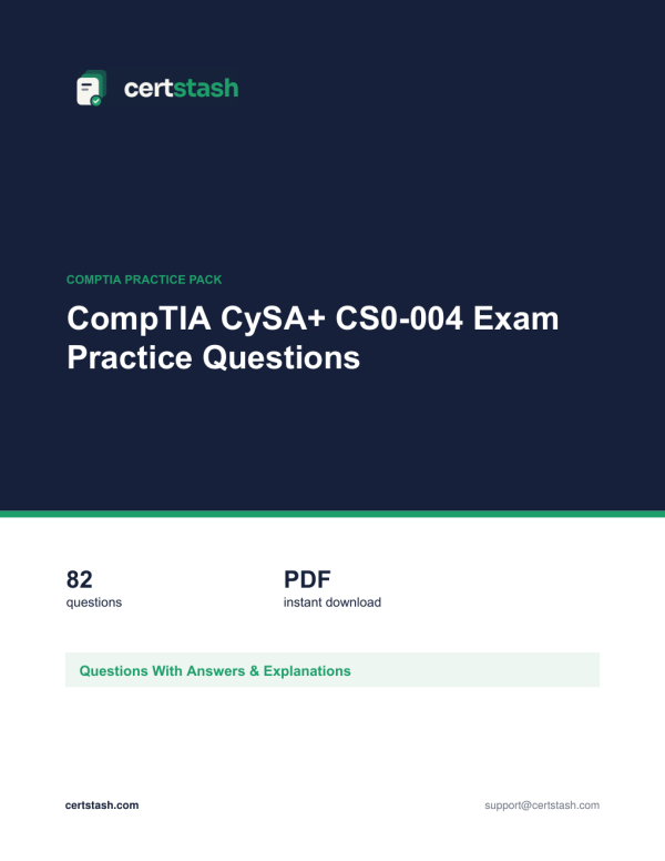 Cover of the CompTIA CySA+ CS0-004 Exam Practice Questions pack