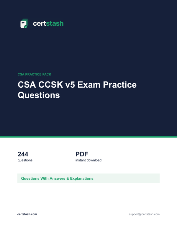 Cover of the CSA CCSK v5 Exam Practice Questions pack