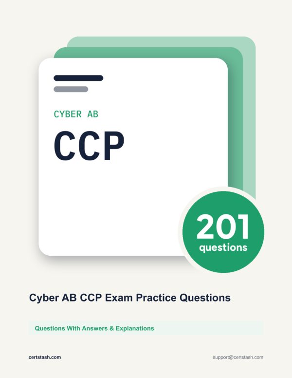 Cover of the Cyber AB CCP Exam Practice Questions pack