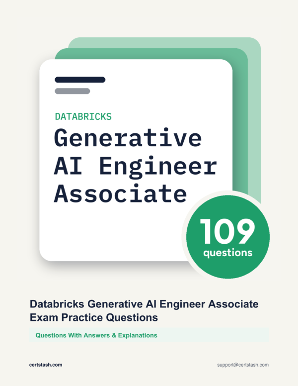 Cover of the Databricks Generative AI Engineer Associate Exam Practice Questions pack