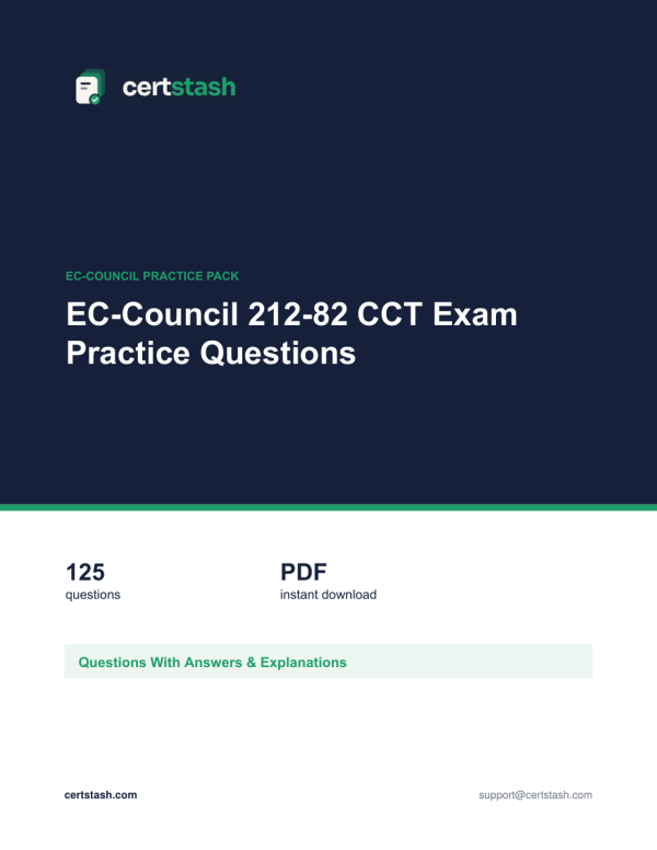 Cover of the EC-Council 212-82 CCT Exam Practice Questions pack