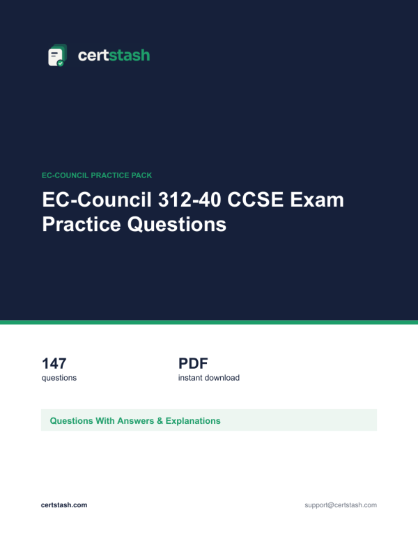 Cover of the EC-Council 312-40 CCSE Exam Practice Questions pack