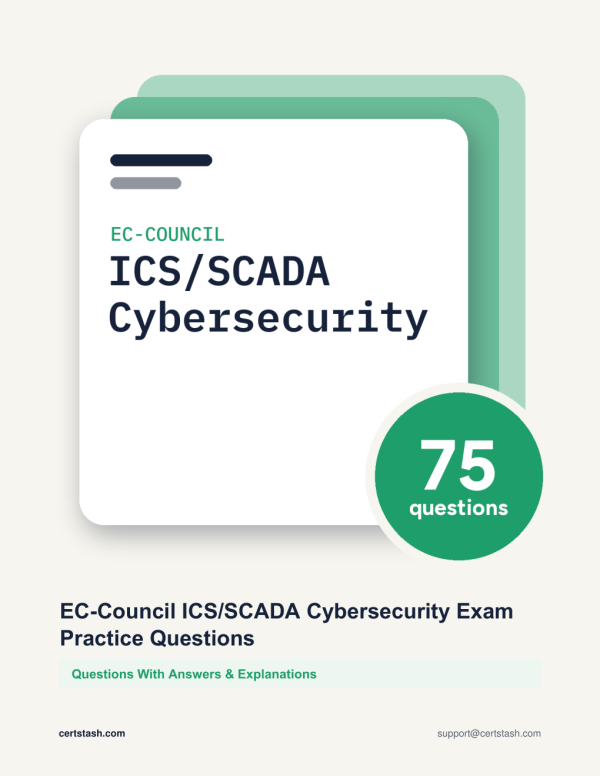 Cover of the EC-Council ICS/SCADA Cybersecurity Exam Practice Questions pack