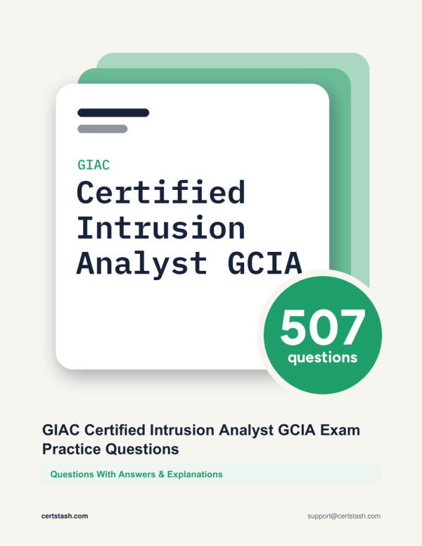 Cover of the GIAC Certified Intrusion Analyst GCIA Exam Practice Questions pack