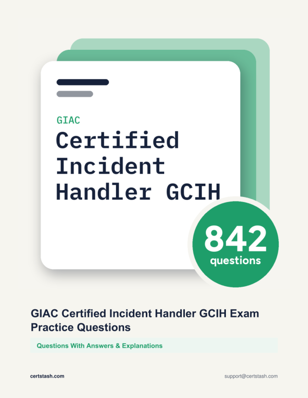 Cover of the GIAC Certified Incident Handler GCIH Exam Practice Questions pack