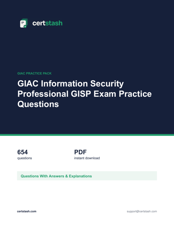 GIAC Information Security Professional GISP Exam Practice Questions Cover of the GIAC Information Security Professional GISP Exam Practice Questions pack