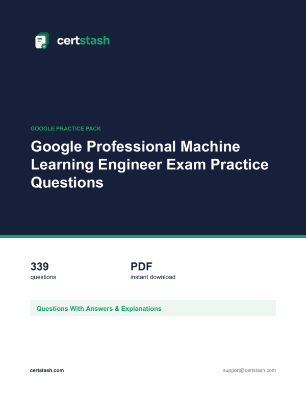Cover of the Google Professional Machine Learning Engineer Exam Practice Questions pack