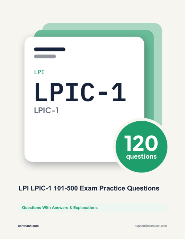 Cover of the LPI LPIC-1 101-500 Exam Practice Questions pack