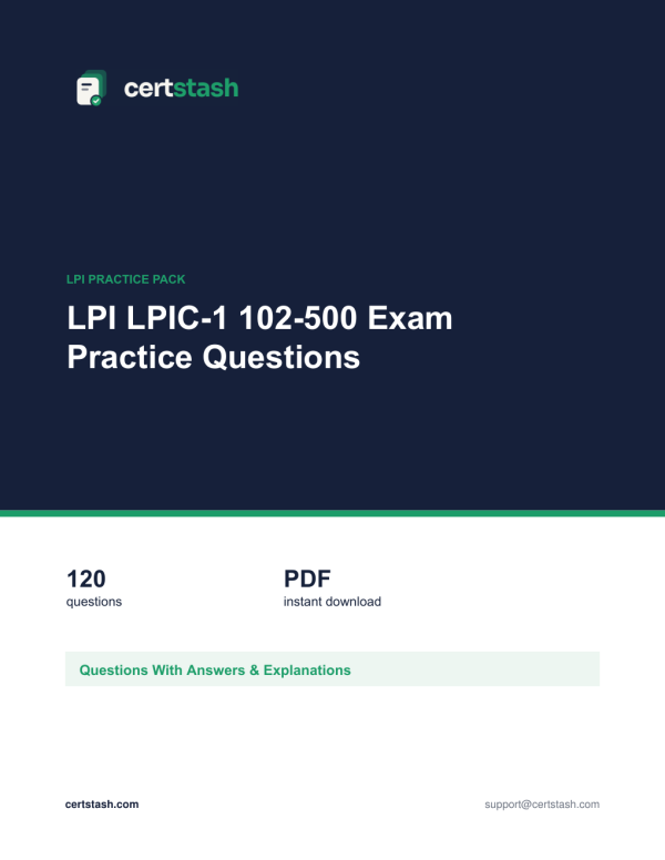 Cover of the LPI LPIC-1 102-500 Exam Practice Questions pack