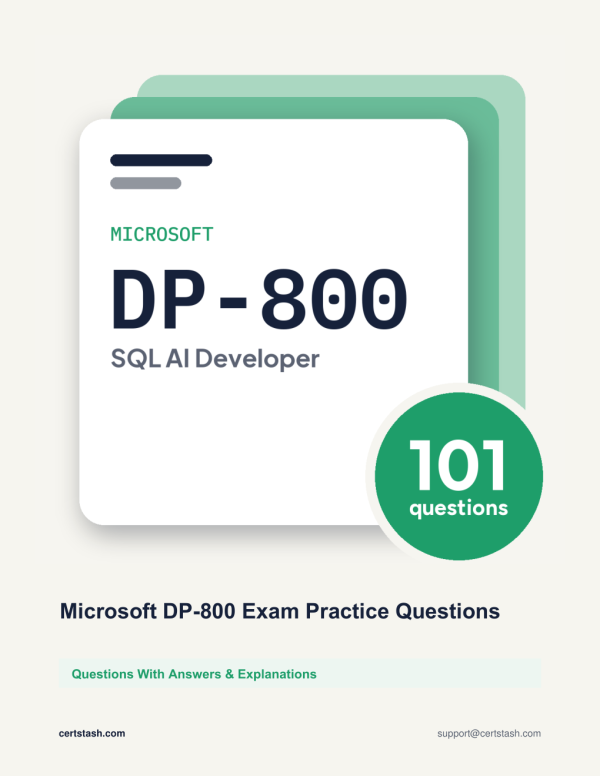 Cover of the Microsoft DP-800 Exam Practice Questions pack