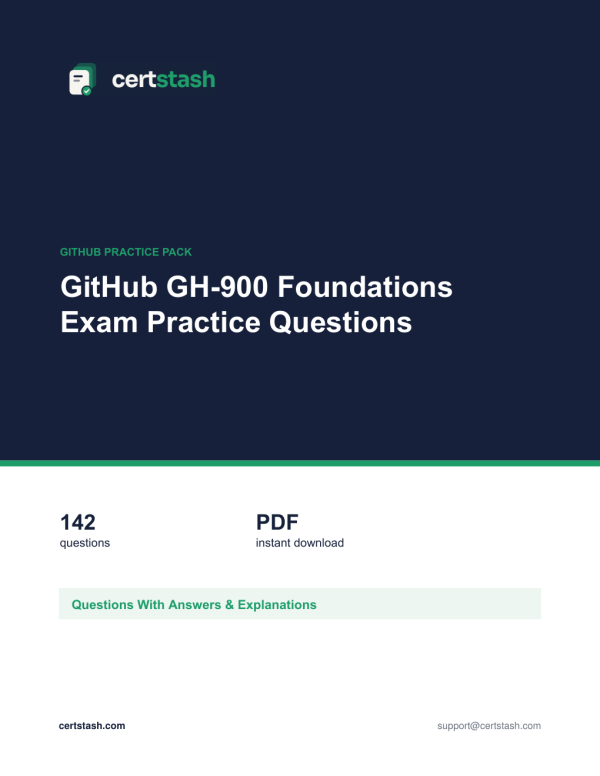 Cover of the GitHub GH-900 Foundations Exam Practice Questions pack