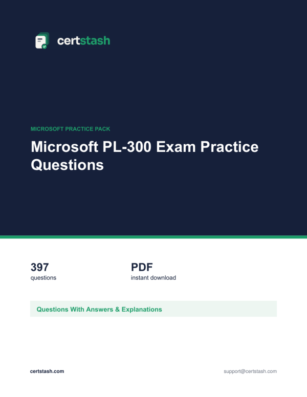 Microsoft PL-300 Exam Practice Questions Cover of the Microsoft PL-300 Exam Practice Questions pack