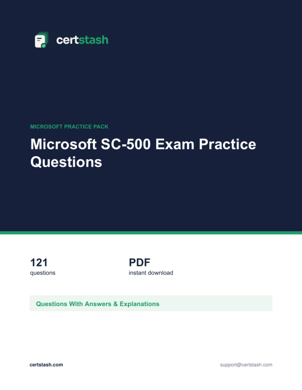 Cover of the Microsoft SC-500 Exam Practice Questions pack