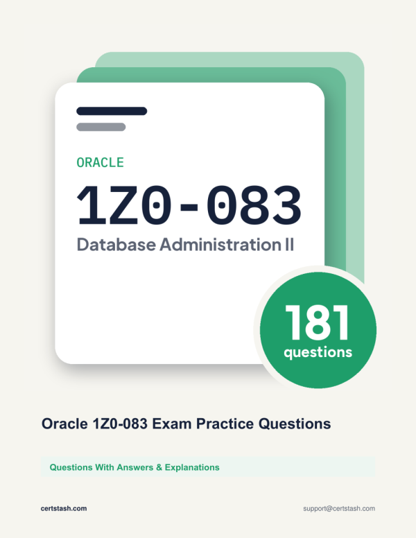 Cover of the Oracle 1Z0-083 Exam Practice Questions pack