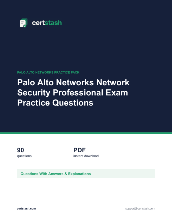 Cover of the Palo Alto Networks Network Security Professional Exam Practice Questions pack