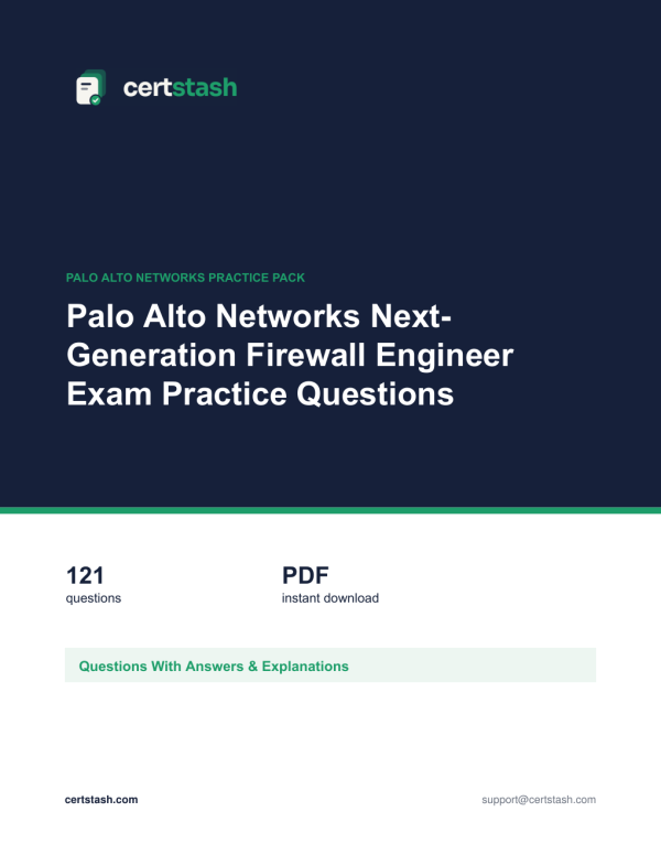 Cover of the Palo Alto Networks Next-Generation Firewall Engineer Exam Practice Questions pack