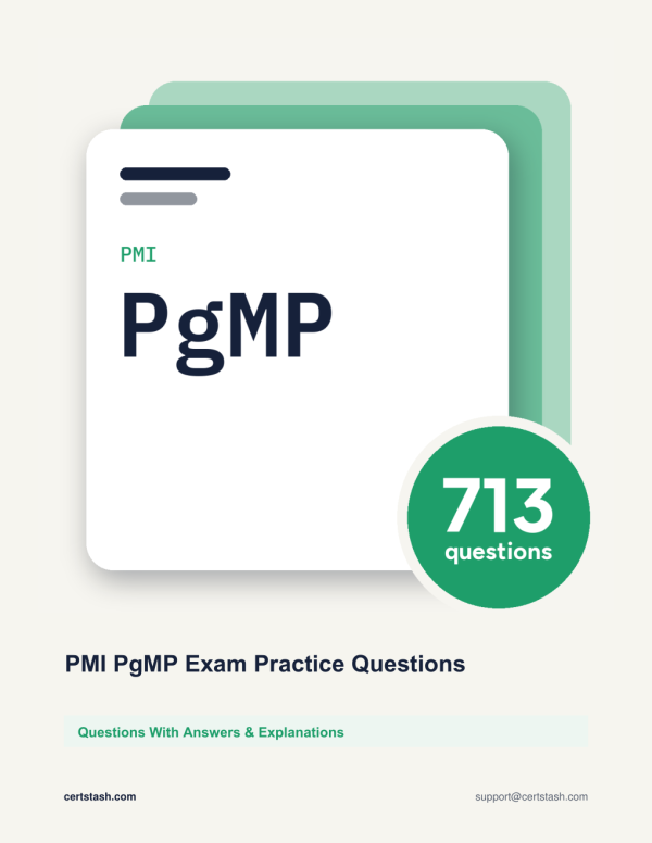 PMI PgMP Exam Practice Questions Cover of the PMI PgMP Exam Practice Questions pack