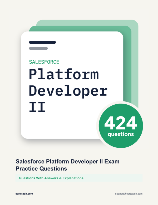 Cover of the Salesforce Platform Developer II Exam Practice Questions pack