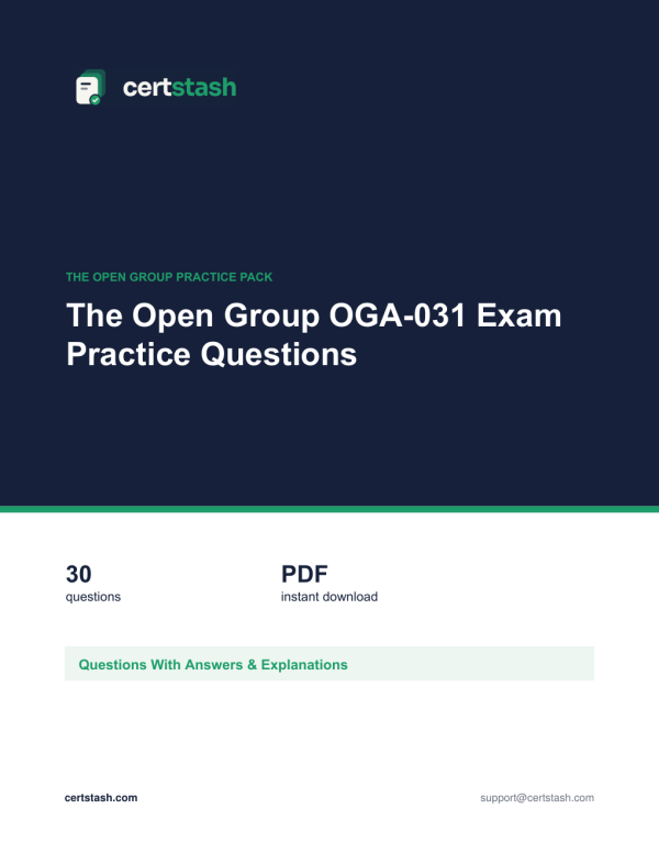 Cover of the The Open Group OGA-031 Exam Practice Questions pack