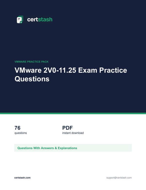 Cover of the VMware 2V0-11.25 Exam Practice Questions pack